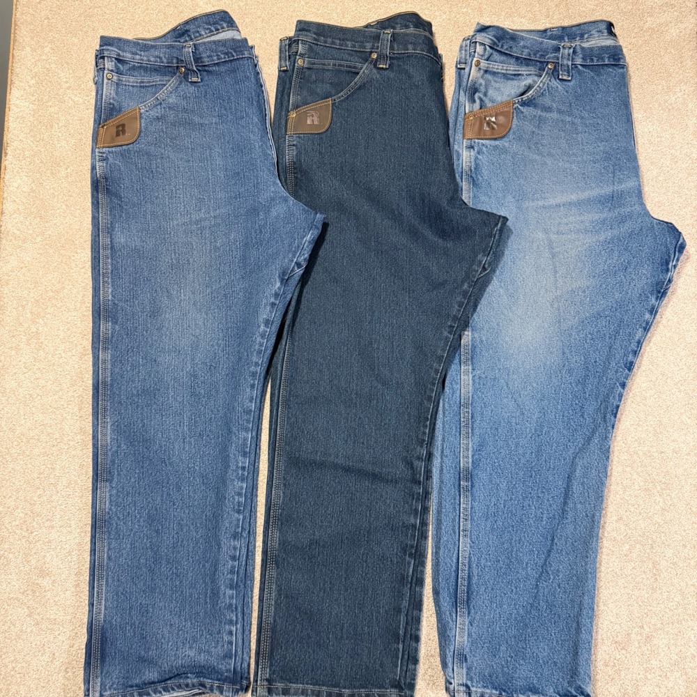 Wrangler RIGGS Workwear Jeans Mens 42x30 Blue Bundle 3 Pair Relaxed Fit Denim - Picture 2 of 16